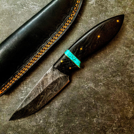 HTS-423 Drop Tip Wenge Turquoise Skinner - HomeTown Knives