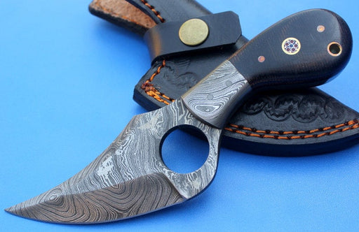HT-5  Damascus Knife custom handmade Skinner Knife / MICARTA handle / Great quality - HomeTown Knives