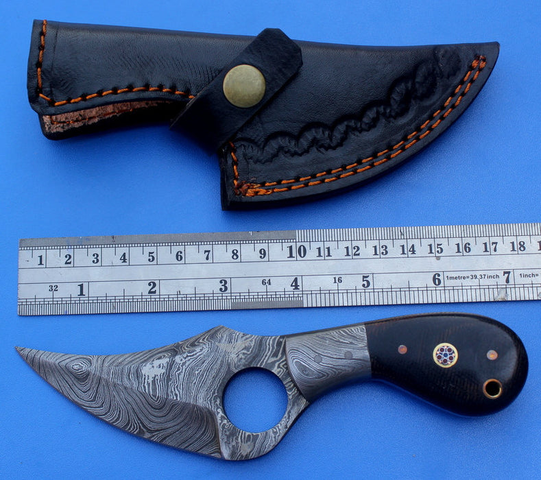HT-5  Damascus Knife custom handmade Skinner Knife / MICARTA handle / Great quality - HomeTown Knives