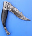 HTK 218 Damascus NAVAJO Folder / Pocket Knife / Handmade / Custom / Forged / Bull Horn / Hand Filed Spine / UTILITY - HomeTown Knives