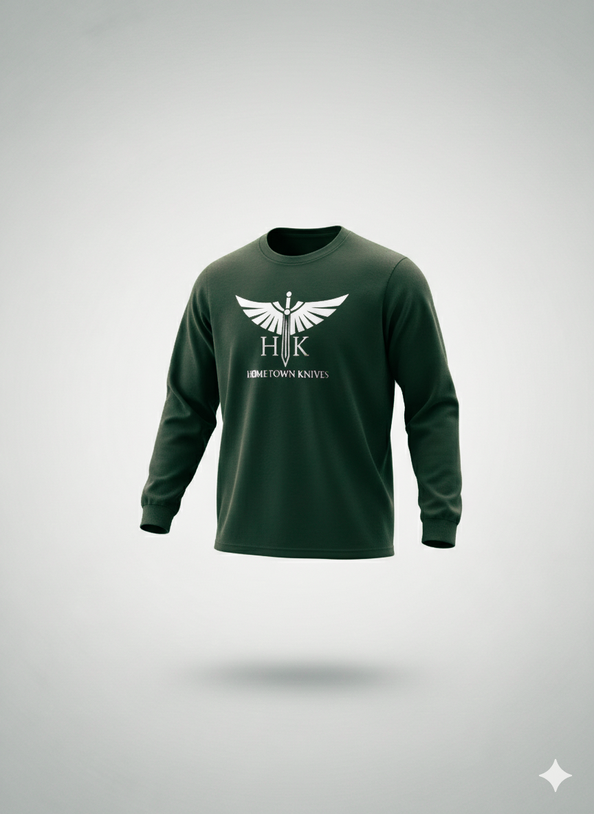 Dark Green Long Sleeves HTK TShirt - HomeTown Knives