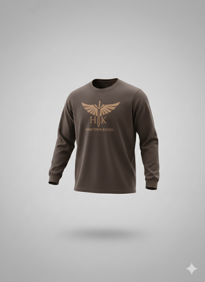Brown Long Sleeves HTK TShirt - HomeTown Knives