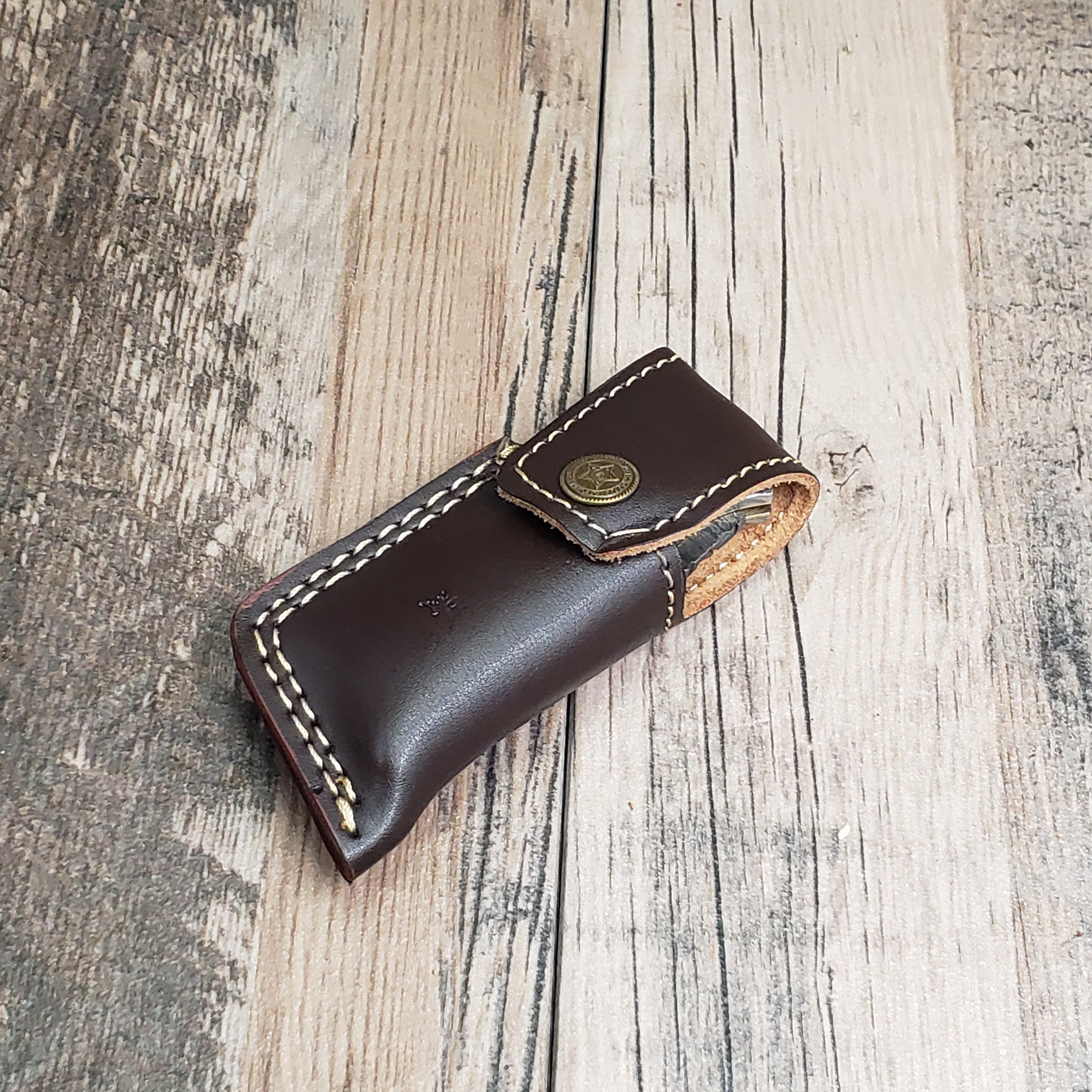 HomeTown Knives Damascus Curved Lock Back Horn Folder