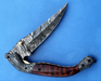 HTK -153 Damascus Knife custom handmade Folder pocket knife / Custom / Snake Wood handle / Damascus steel bolster / Liner Lock - HomeTown Knives