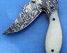 HTK -150 Damascus Knife custom handmade Folder / Micarta handle / Damascus steel bolster / Liner Lock - HomeTown Knives