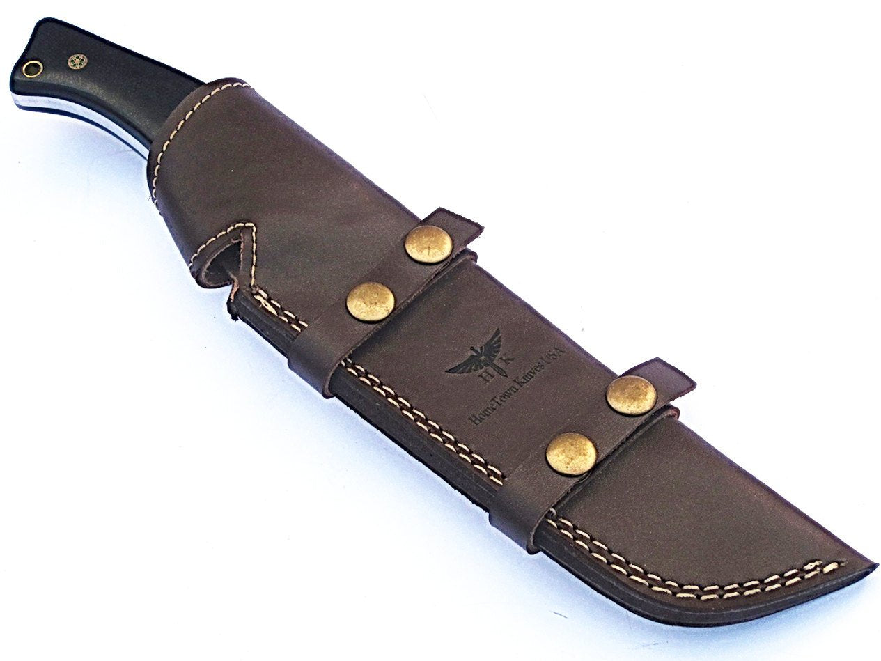 HTS-57  Damascus Knife custom handmade Tracker / Black Micarta handle / Drop Point / - HomeTown Knives