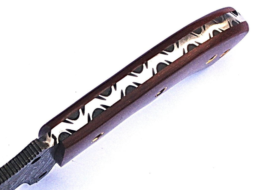 HTS-50 Damascus knife / Tracker / Hand Made / Custom / Forged Damascus / Brown Micarta handle/ Survival Tool / Bushcraft / Fiel - HomeTown Knives