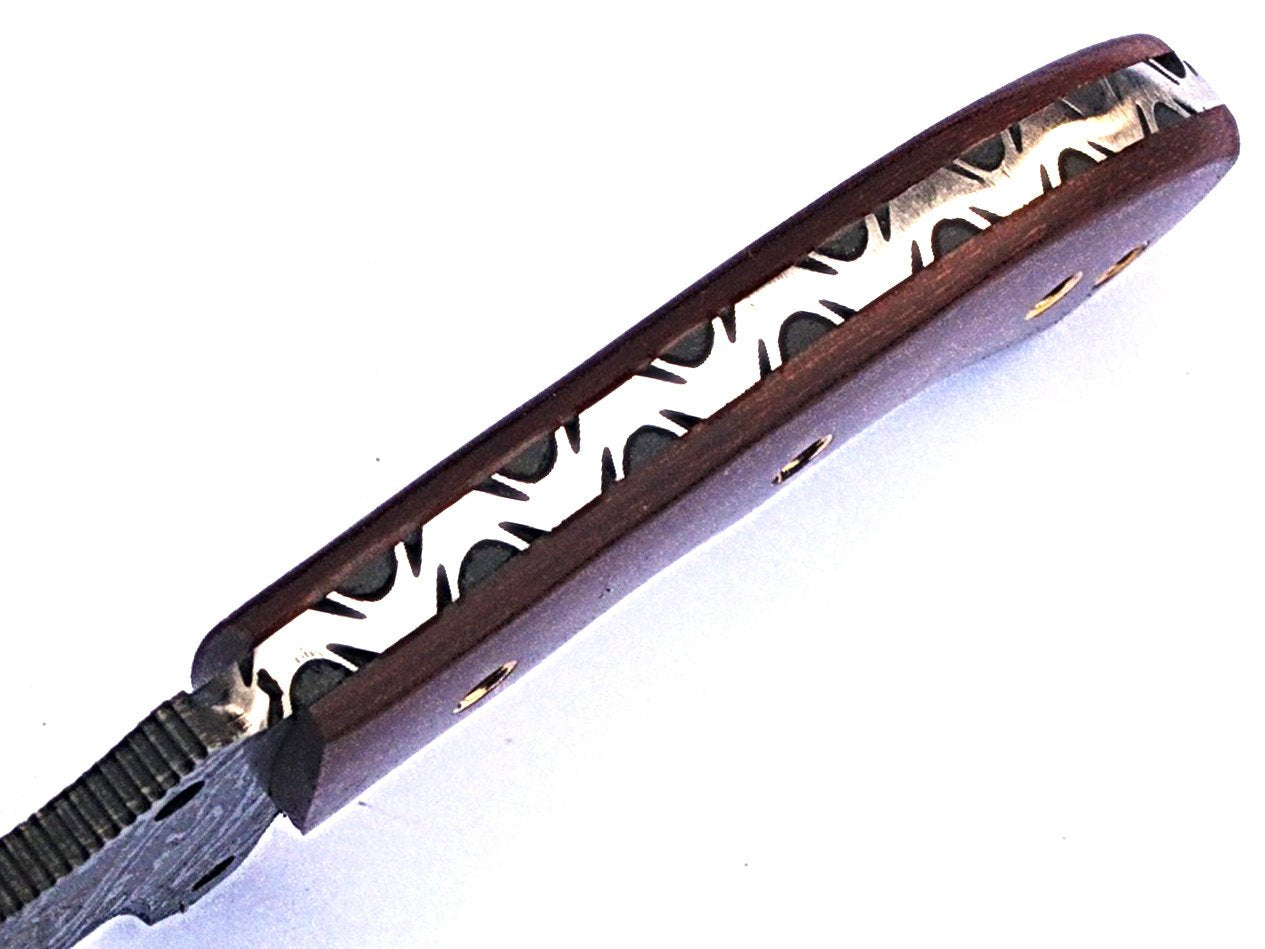 HTS-50 Damascus knife / Tracker / Hand Made / Custom / Forged Damascus / Brown Micarta handle/ Survival Tool / Bushcraft / Fiel - HomeTown Knives