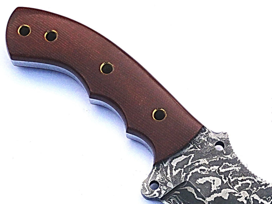HTS-50 Damascus knife / Tracker / Hand Made / Custom / Forged Damascus / Brown Micarta handle/ Survival Tool / Bushcraft / Fiel - HomeTown Knives