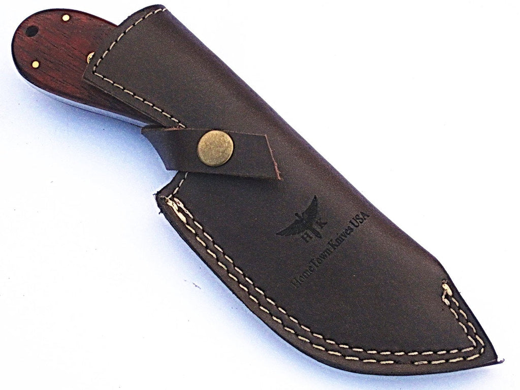 HTS-52 custom handmade Damascus Skinner Knife / Rose Wood Handle /Twist Pattern / Camping / Hunting / Field / Skinning Knife / Hand Made - HomeTown Knives