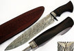 HTS-507  Damascus Knife custom handmade Bowie / WENGE Hardwood Handle / Damascus Fittings - HomeTown Knives