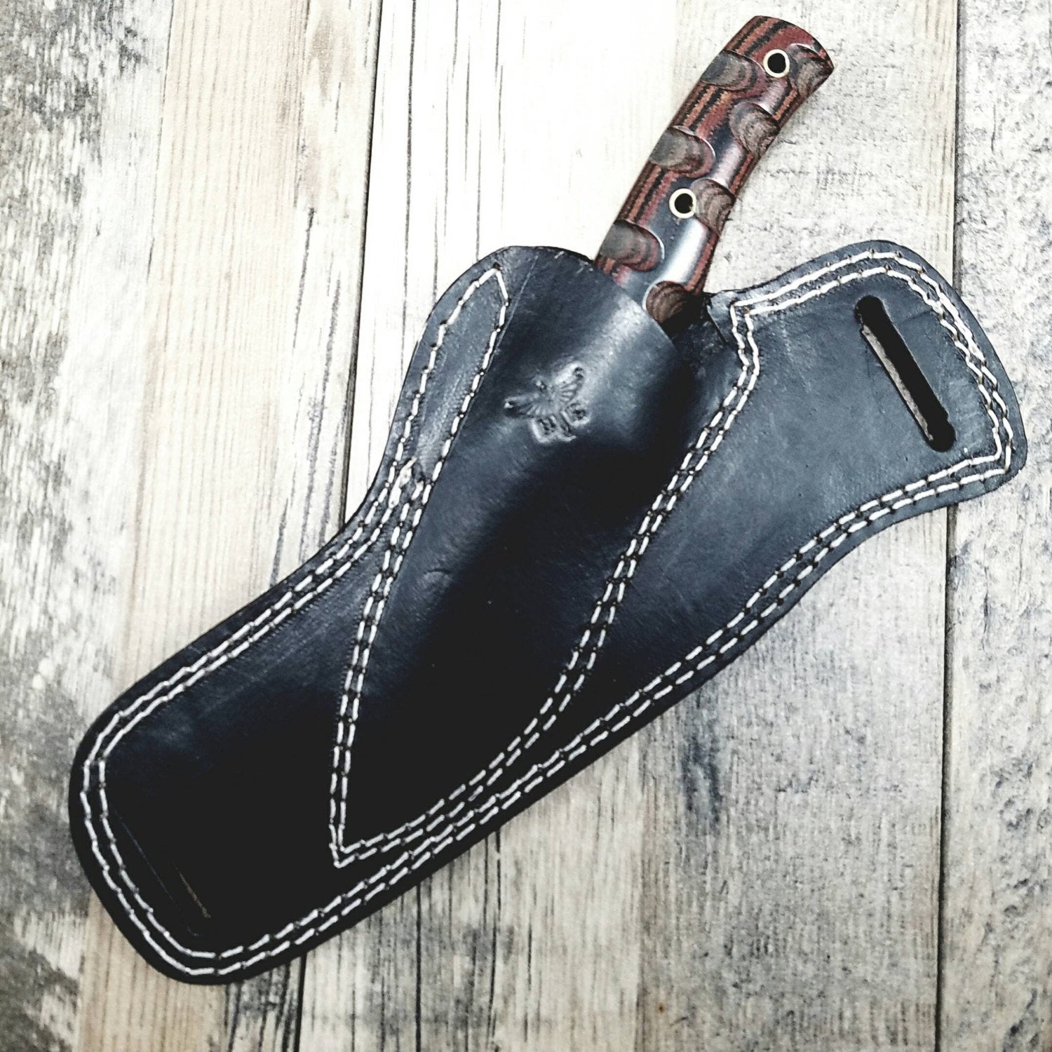 HTN-13 Damascus Knife custom handmade Fire Skinner  / Micarta / Blade / Great quality horizontal Sheath - HomeTown Knives