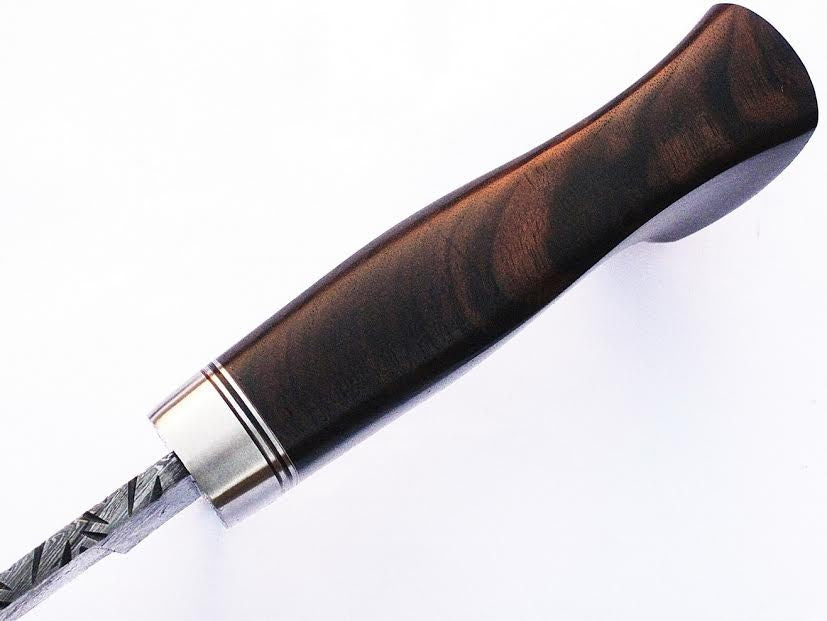 HTS-63 Damascus Knife Custom Handmade  Bowie / Rose wood Handle / Steel Fittings / Well Balanced / Hunter / Camping / Field Use / Bushcraft