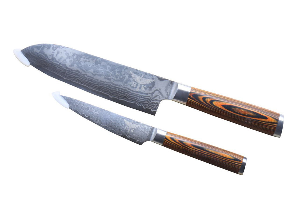 HTC-2A - VG10 Sanmai Stainless Damascus ǁ Santuko 8" Santuko Chef Only ǁ Ergonomic ǁ Professional Chef ǁ Sharp & Holes Edge - HomeTown Knives