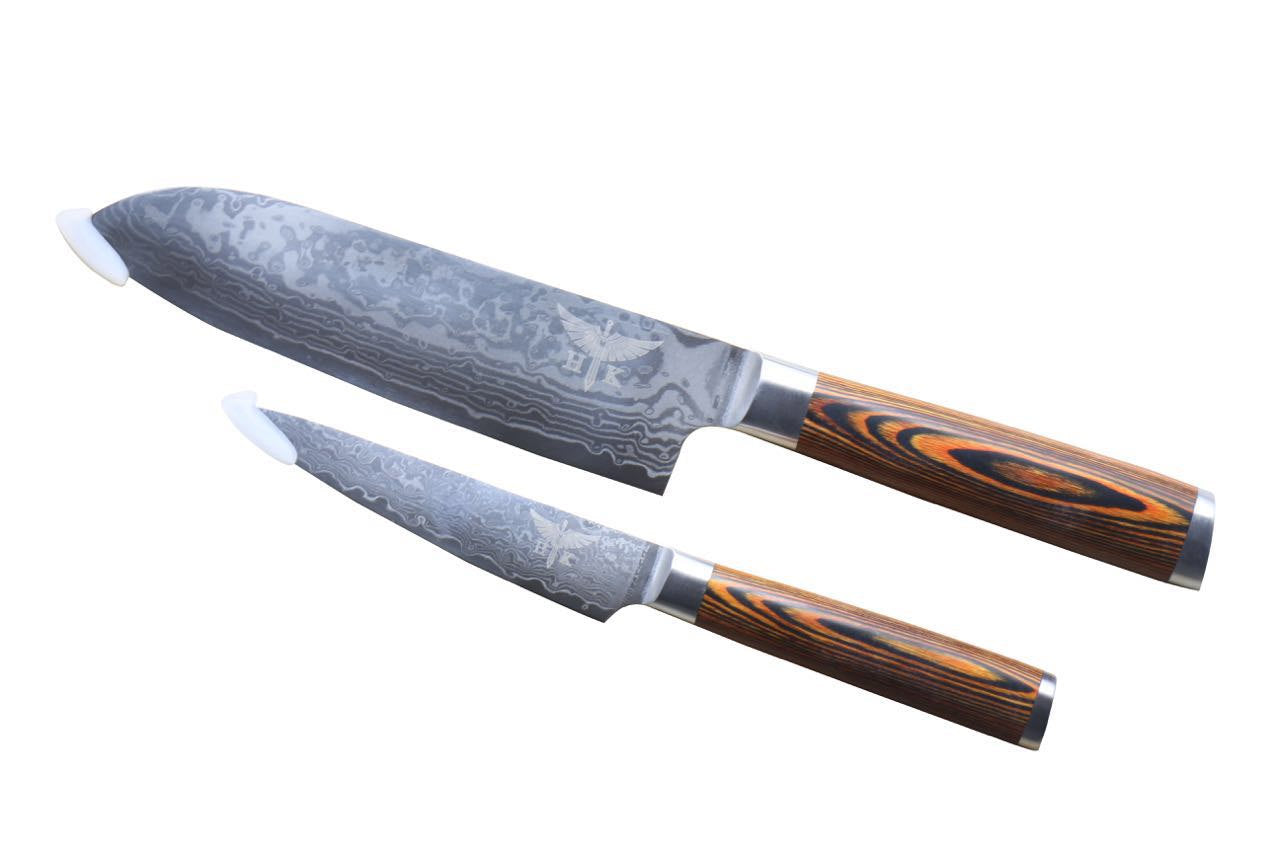 HTC-2A - VG10 Sanmai Stainless Damascus ǁ Santuko 8" Santuko Chef Only ǁ Ergonomic ǁ Professional Chef ǁ Sharp & Holes Edge - HomeTown Knives