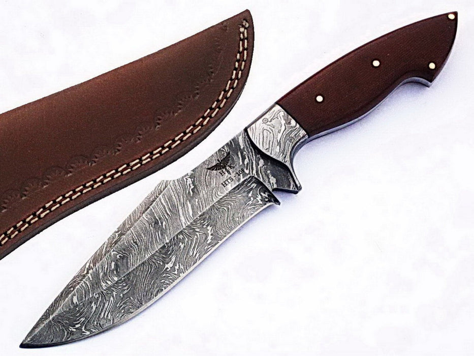 HTS-105 Damascus  Knife/ Skinner / Hunting / Camping / Hand Made / Custom / Micarta Handle