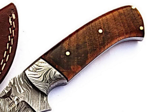 HTS-85Damascus Utility Knife/ Skinner / Hunting / Camping / Hand Made / Custom / EXOTIC HIMALAYAN Wood Handle / - HomeTown Knives