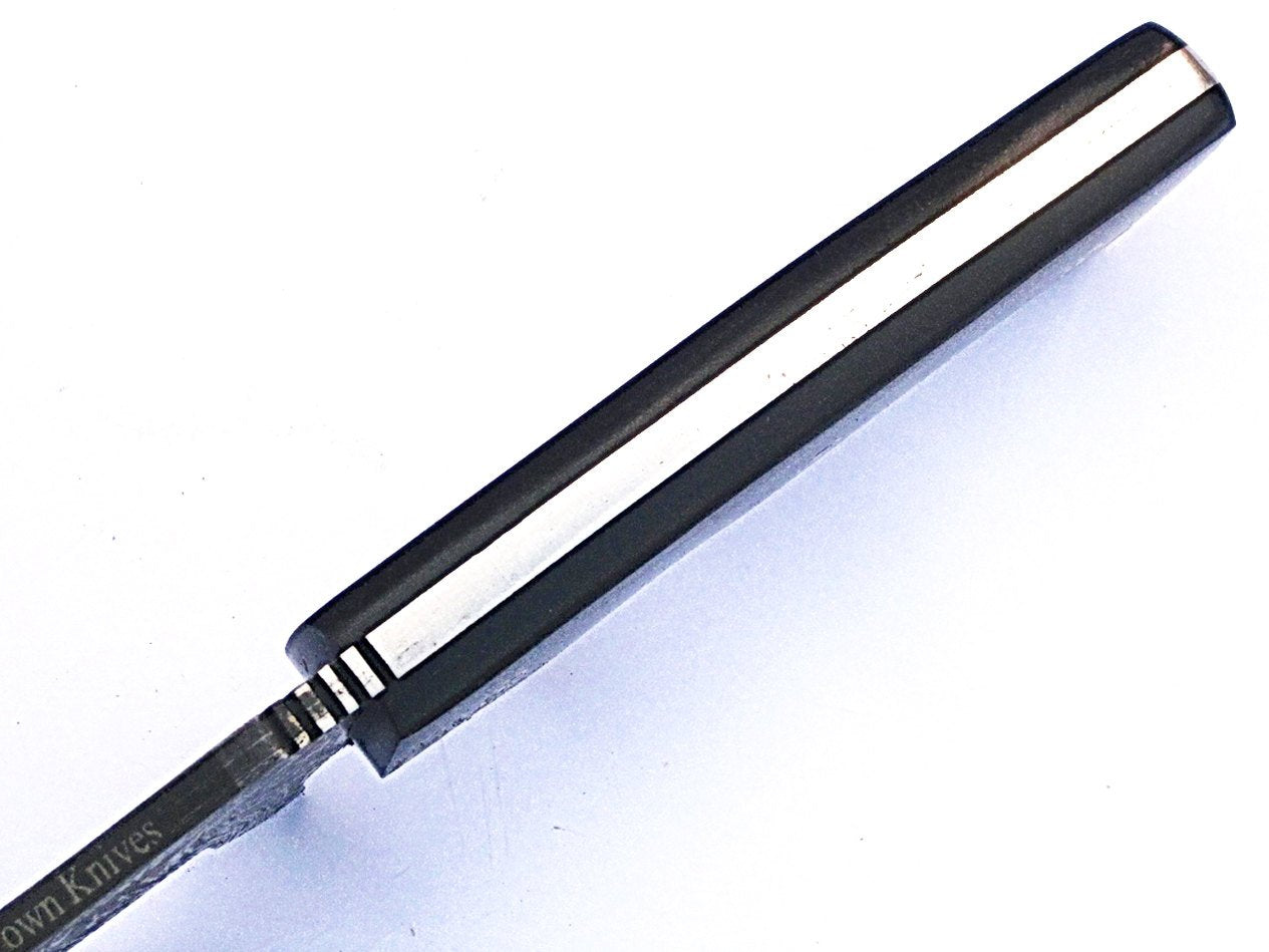 HTS-57  Damascus Knife custom handmade Tracker / Black Micarta handle / Drop Point / - HomeTown Knives