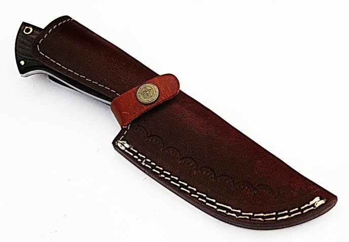 HTS-503  Mosiac Damascus // Custom handmade Skinner Knife / Hardwood Wenge  / Mosiac Pattern // Camping / Hunting / Hollow Grind - HomeTown Knives