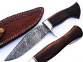 HTS-63 Damascus Knife Custom Handmade  Bowie / Rose wood Handle / Steel Fittings / Well Balanced / Hunter / Camping / Field Use / Bushcraft