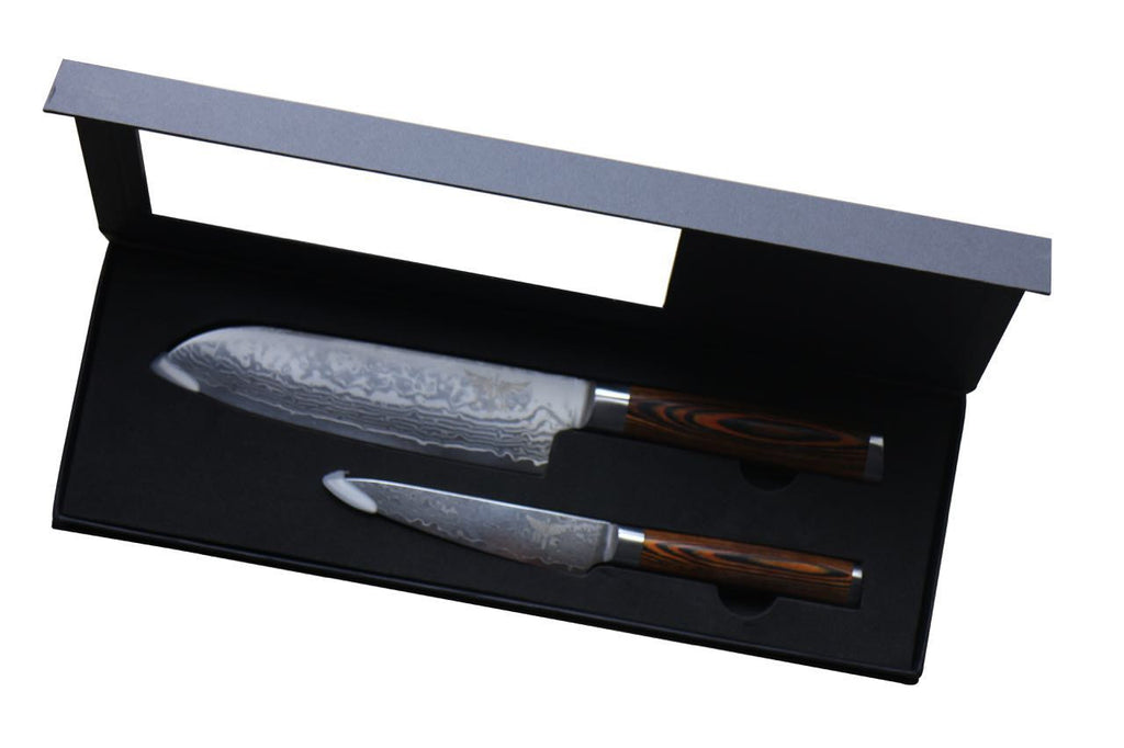 HTC-2A - VG10 Sanmai Stainless Damascus ǁ Santuko 8" Santuko Chef Only ǁ Ergonomic ǁ Professional Chef ǁ Sharp & Holes Edge - HomeTown Knives