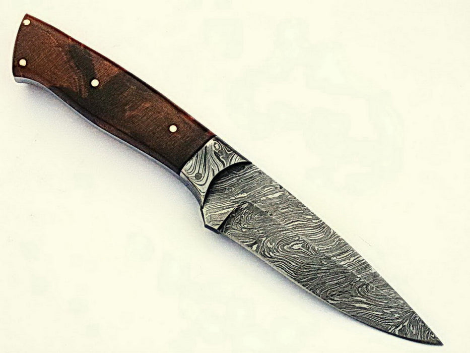 HTS-76 Damascus Utility Knife/ Skinner / Hunting / Camping / Hand Made / Custom / EXOTIC HIMALAYAN Wood Handle / - HomeTown Knives