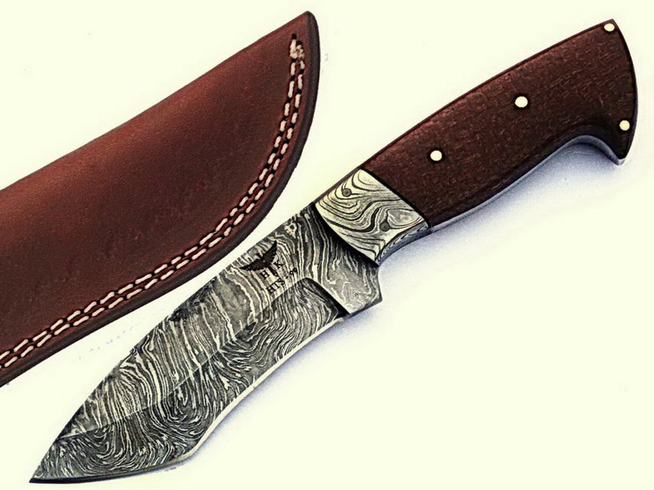 HTS-99 Damascus Utility Knife/ Twist Pattern/ Skinner / Hunting / Camping / Hand Made / Custom / Beautiful Shaded Micarta Handle /