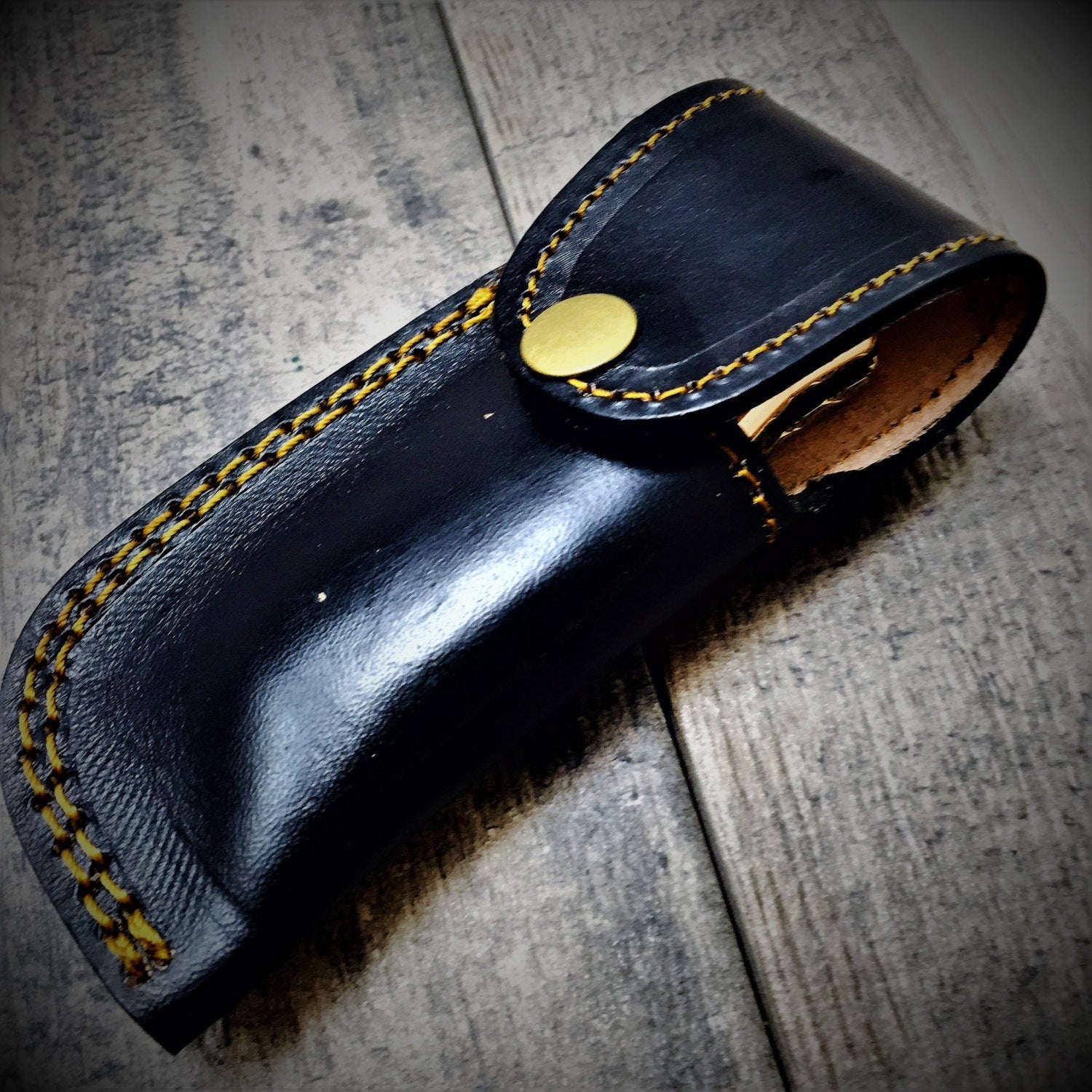 HTS-60c Damascus Folder with Copper Bolster and Engraved Bird / Hand Made / Custom / Olive Wood handle / Liner Lock - HomeTown Knives