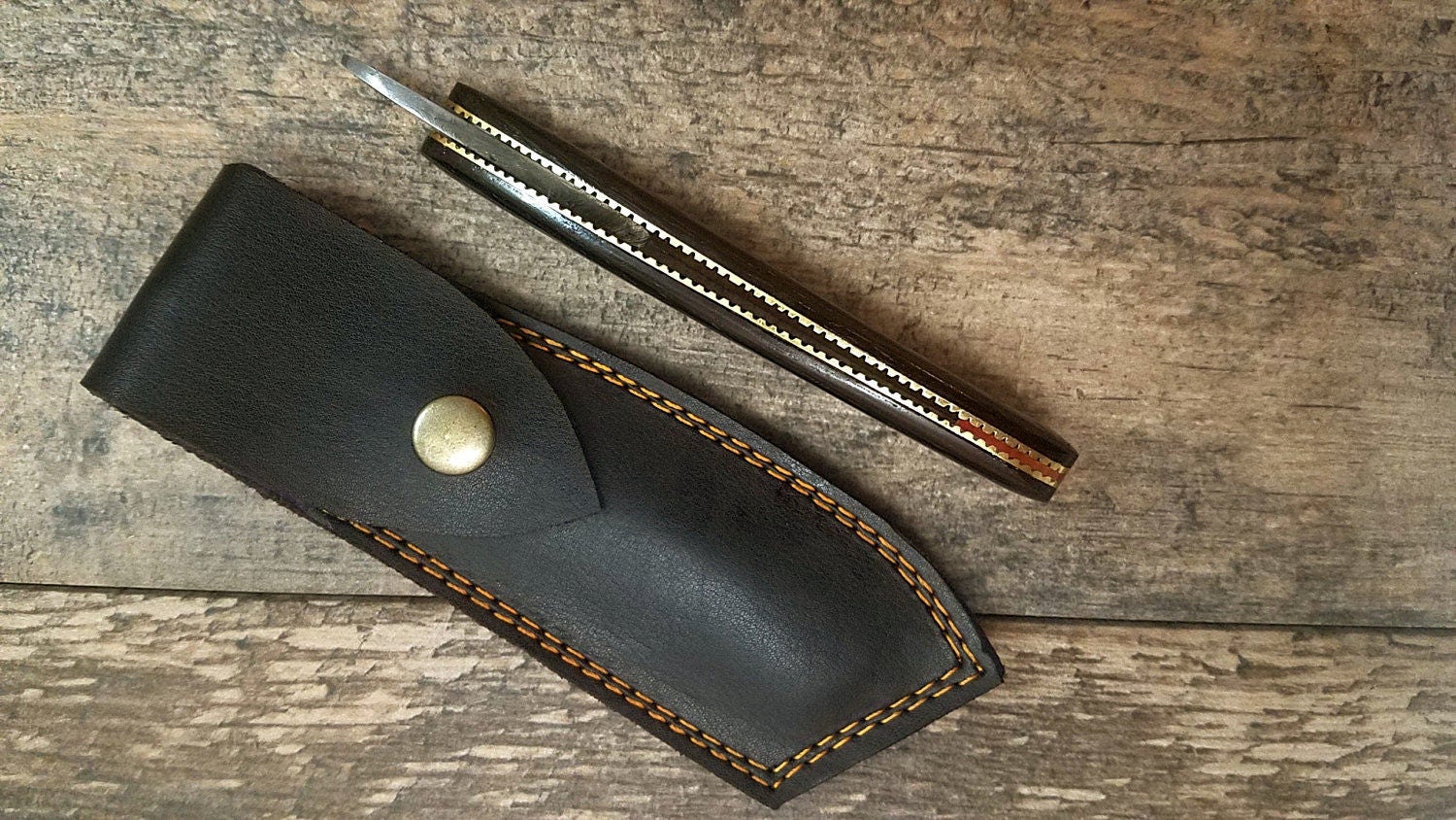 HTS-92 Damascus Straight Razor  / Shave / Handmade / Custom / Forged / Paduk Handle / Hand Filed Spine / Utility - HomeTown Knives