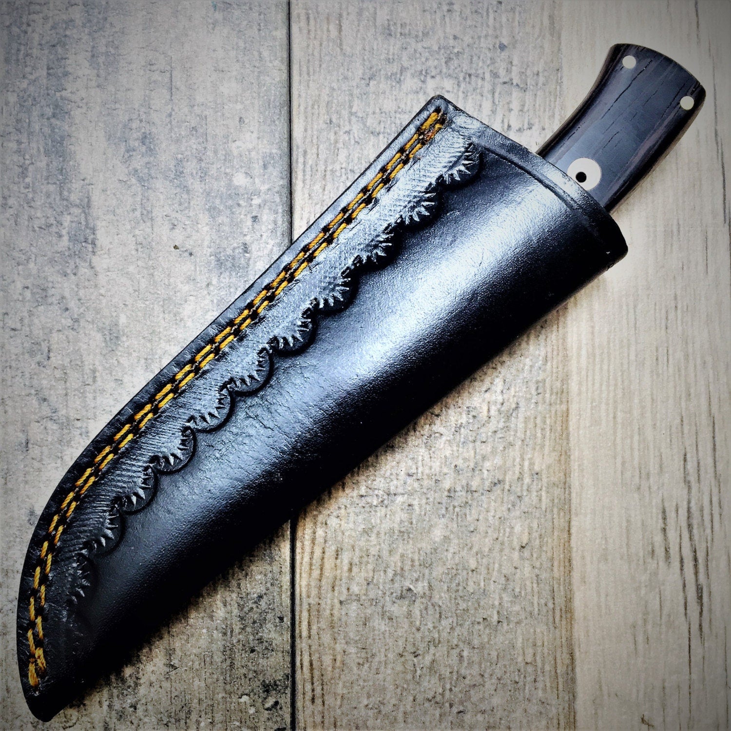 HTS-84 Damascus Fire Hunter // Custom // WENGE Handle // Damascus Fittings Mirror Polish // Camp // Hunting // Full Hollow Grind // SHARP - HomeTown Knives