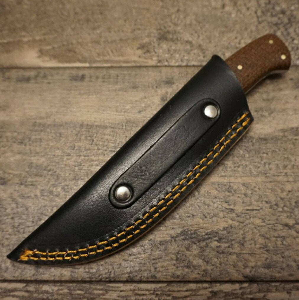HTS-84 Brown Skinner / 3.5" Blade / Hand Crafted and Hand Forged/ Damascus Steel / Fire Pattern