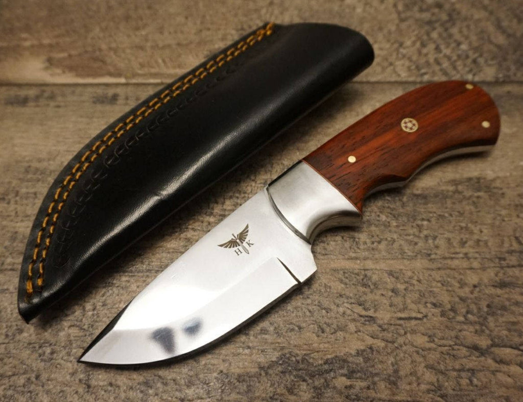 HTS 440p African Paduk Skinner / 440 Stainless Steel / Mirror Polish / 3.5" Blade / Hand Crafted - Hand Polished and Fitted