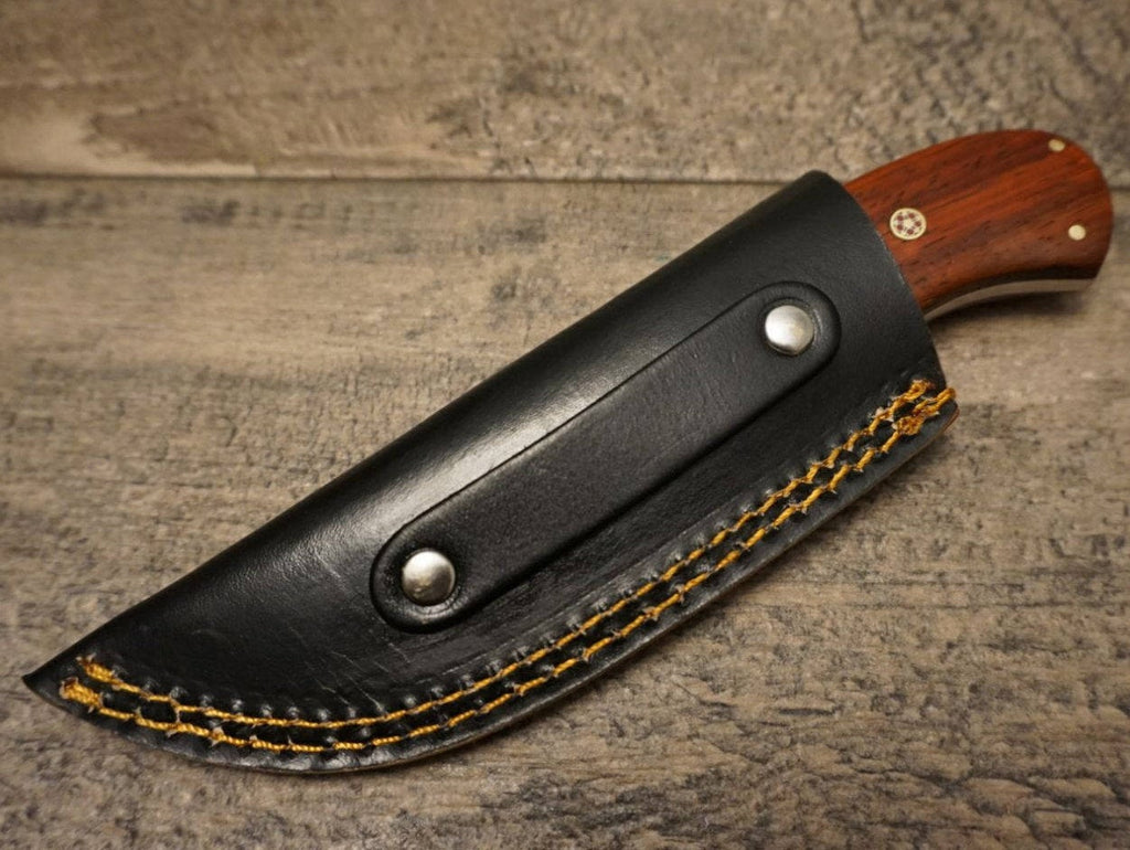 HTS 440p African Paduk Skinner / 440 Stainless Steel / Mirror Polish / 3.5" Blade / Hand Crafted - Hand Polished and Fitted