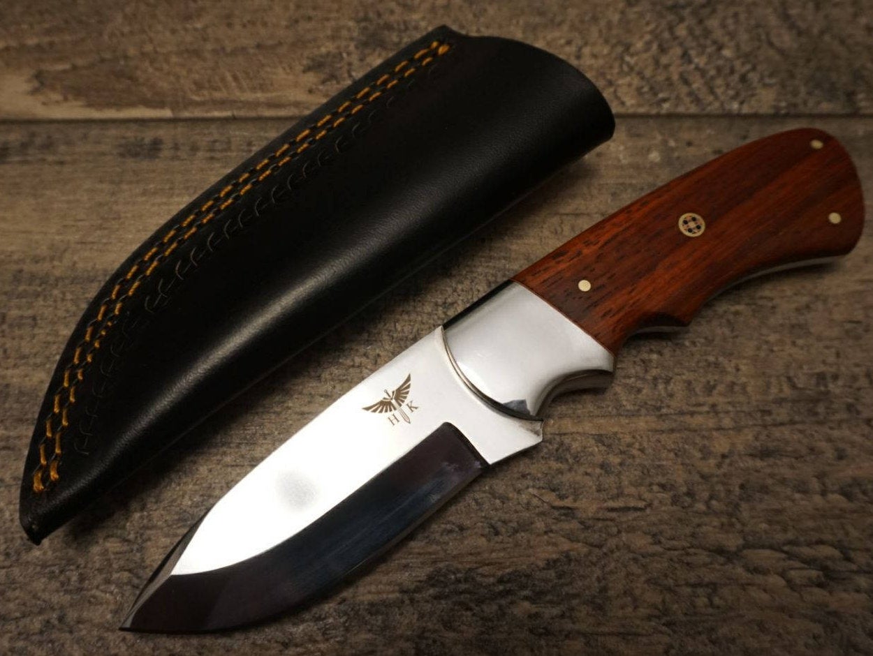 HTS 442p African Paduk Skinner / 440 Stainless Steel / Mirror Polish / 3.5" Blade / Hand Crafted - Hand Polished and Fitted