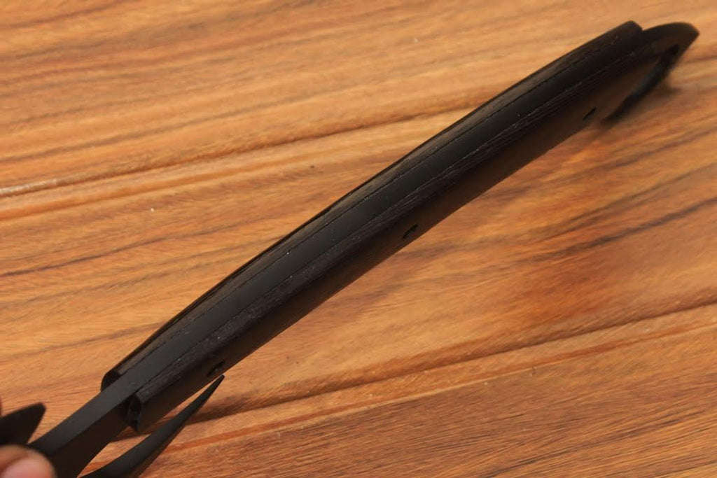 HTS-90 Carbon Black Powder Coated Handmade Tomahawk - Throwing Axe / Camping / Hunting / Chisel End / Skinner Sweep with Finger hole - HomeTown Knives