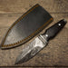 HTS 400w WENGE BOOT Knife  / 3" Blade / Hand Crafted and Hand Forged/ Damascus Steel / Fire Pattern / Clip Sheath - HomeTown Knives