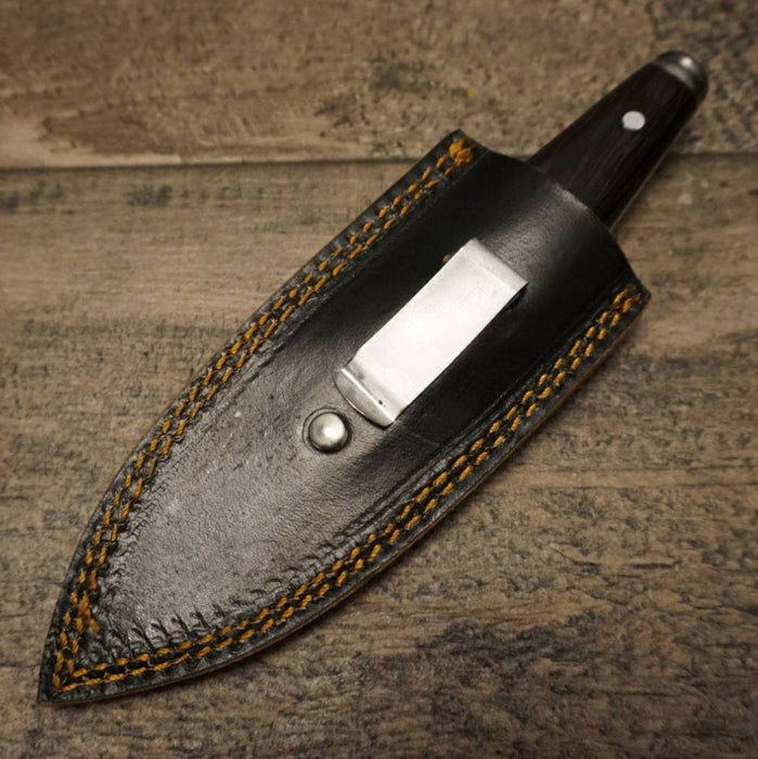 HTS 400w WENGE BOOT Knife  / 3" Blade / Hand Crafted and Hand Forged/ Damascus Steel / Fire Pattern / Clip Sheath - HomeTown Knives