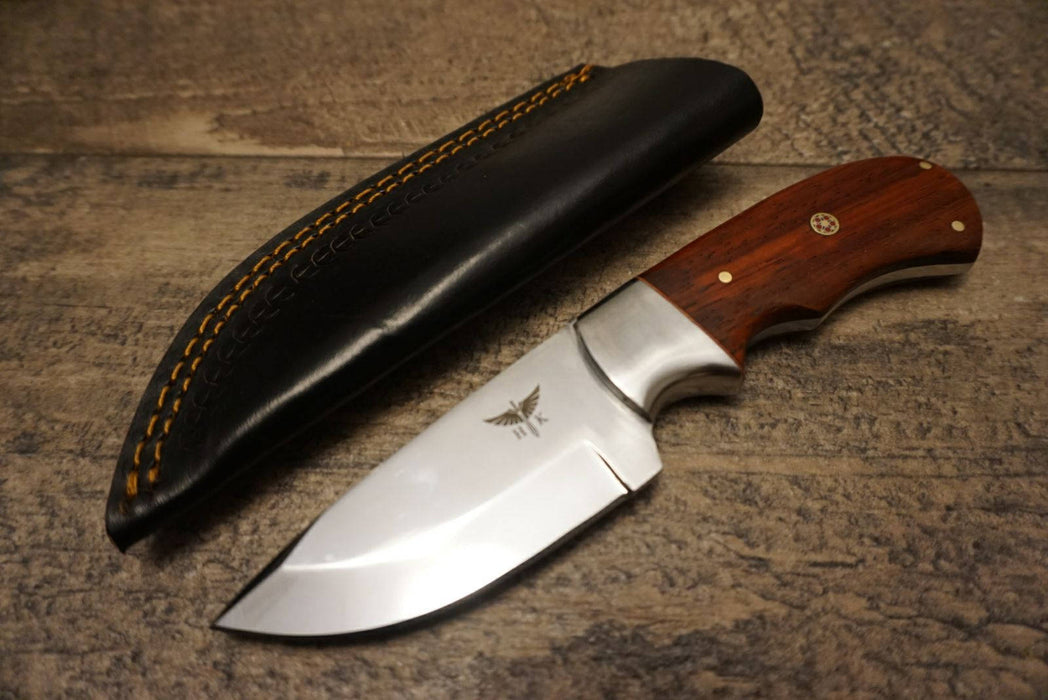 HTS 440p African Paduk Skinner / 440 Stainless Steel / Mirror Polish / 3.5" Blade / Hand Crafted - Hand Polished and Fitted