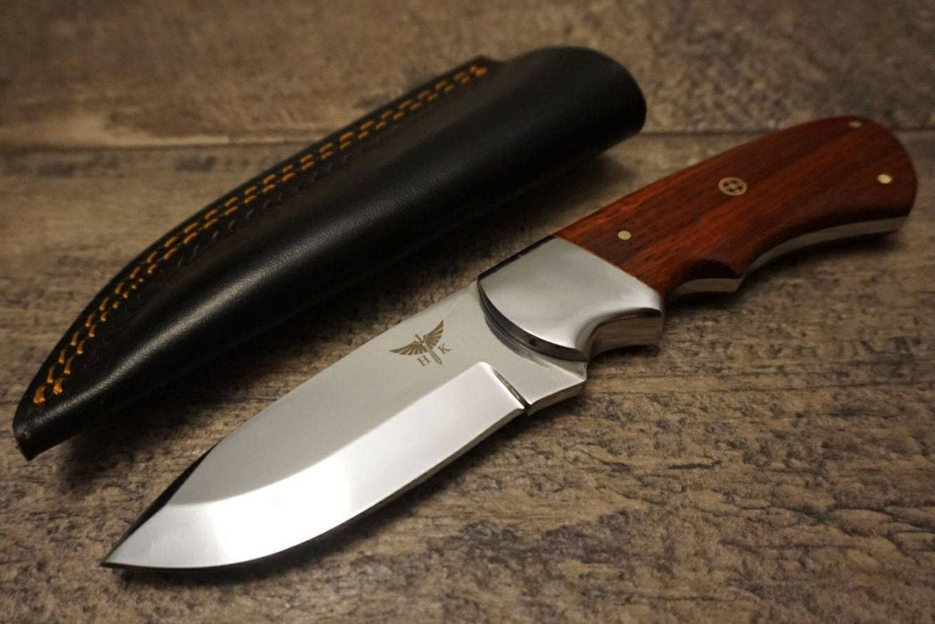 HTS 442p African Paduk Skinner / 440 Stainless Steel / Mirror Polish / 3.5" Blade / Hand Crafted - Hand Polished and Fitted