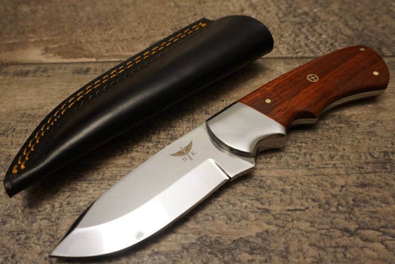 HTS 442p African Paduk Skinner / 440 Stainless Steel / Mirror Polish / 3.5" Blade / Hand Crafted - Hand Polished and Fitted