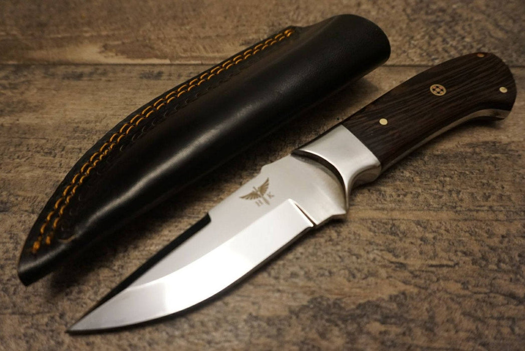 HTS 446 WENGE Wood Skinner / 440 Stainless Steel / Mirror Polish / 4" Blade / Hand Crafted - Hand Polished and Fitted / HEFTY