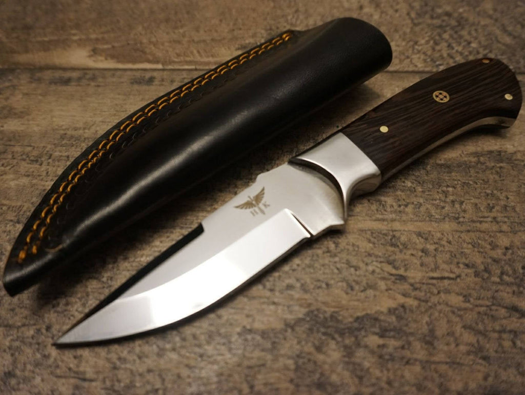 HTS 446 WENGE Wood Skinner / 440 Stainless Steel / Mirror Polish / 4" Blade / Hand Crafted - Hand Polished and Fitted / HEFTY