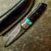 HTS-420 Custom Handmade Damascus Hunter Knife/ Fixed Blade Skinner Knife / Turquoise Stone with Wenge Handle / EXCLUSIVE / HomeTown Knives - HomeTown Knives