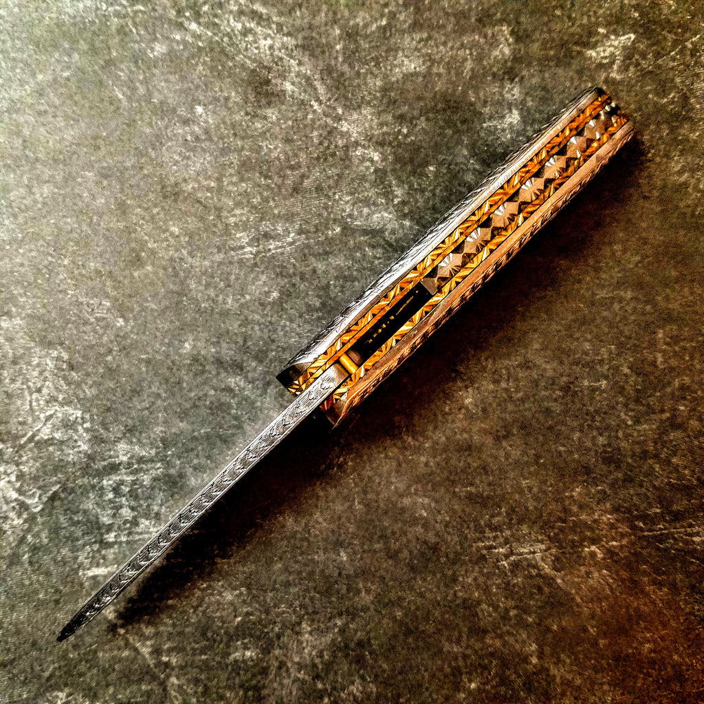 HTS-606 / 440C hand Engraved Folder / EXCEPTIONAL Art / Handcrafted / Hometown Knives / Metal Engraving / EDC / Folder / Pocket / Sharp - HomeTown Knives