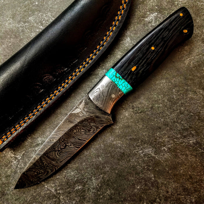 HTS-420 Custom Handmade Damascus Hunter Knife/ Fixed Blade Skinner Kni —  HomeTown Knives