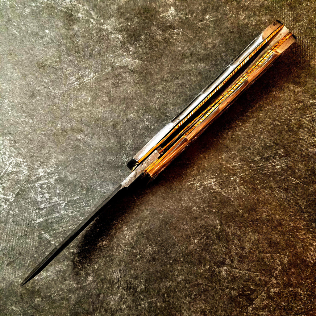 HTS-605 / 440C Beak Style Engraved Folder / EXCEPTIONAL Art / Handcrafted / Hometown Knives / Metal Engraving / EDC/ Folder / Pocket / Sharp