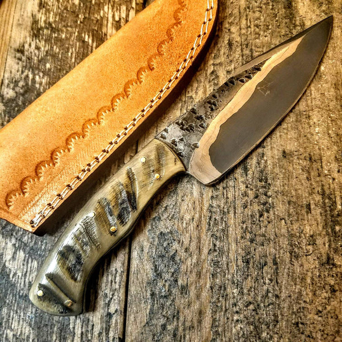 HTB-2  Hand Forge Sanmai Knife custom handmade Skinner Knife / Ram Horn / Great Quality / Camping / Hunting Game - HomeTown Knives