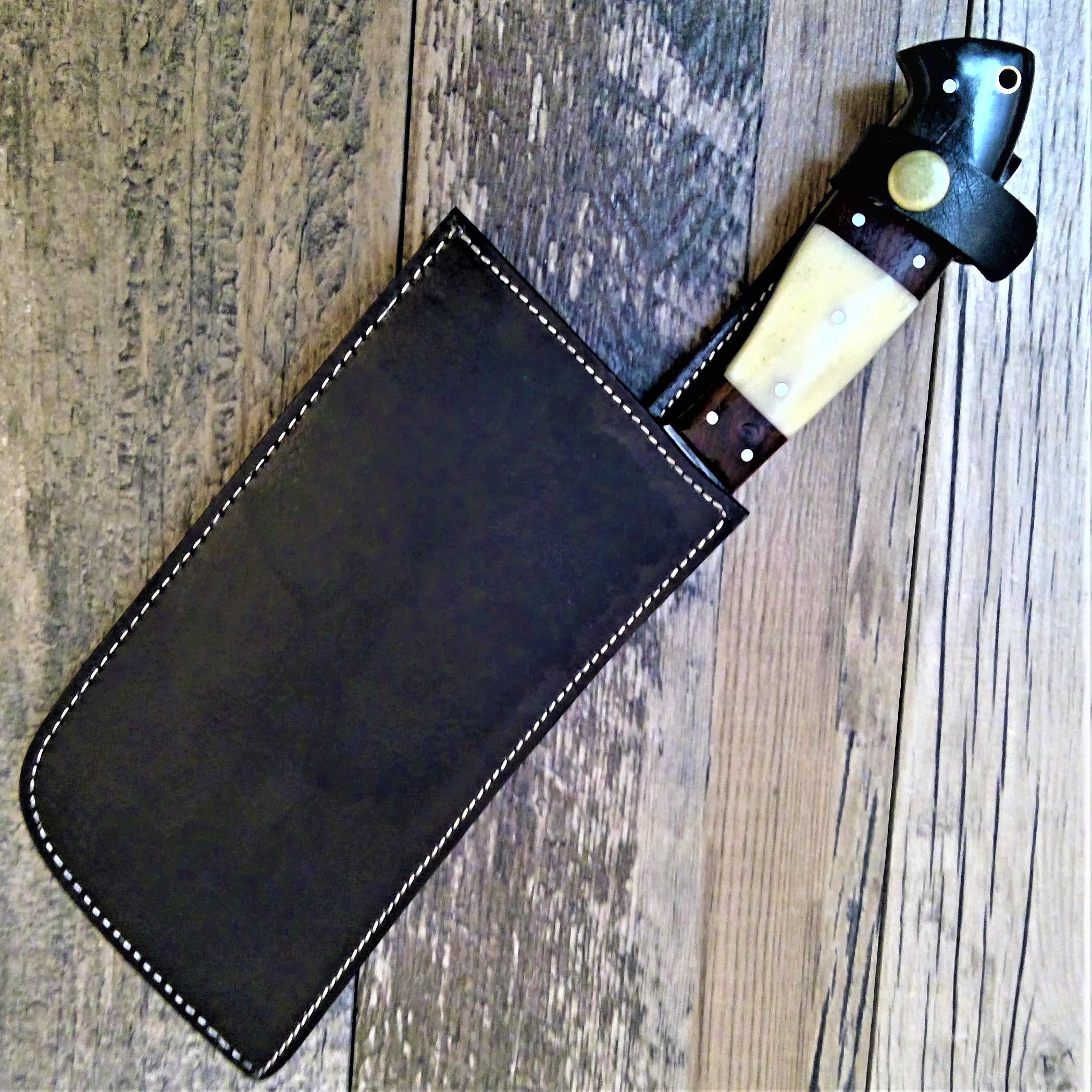 HTS-502 Thick Meat Cleaver Damascus / Kitchen/ Handmade / Custom / Forged / Hand File Spine / Heafty