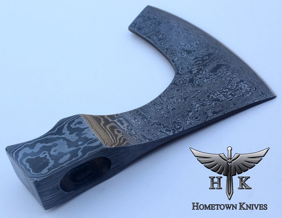 HTK001 Damascus  Knife/ Viking Axe Head / Hunting / Camping / Hand Made / Custom - HomeTown Knives