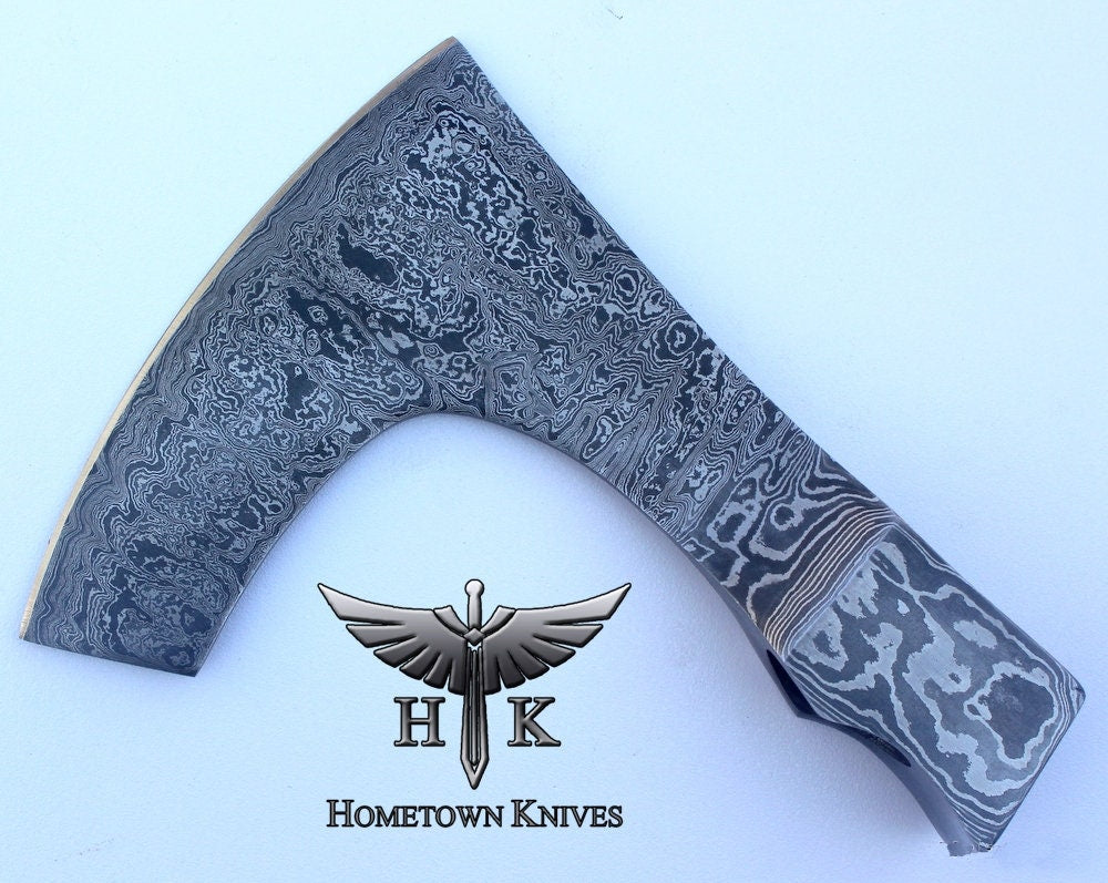 HTK001 Damascus  Knife/ Viking Axe Head / Hunting / Camping / Hand Made / Custom - HomeTown Knives